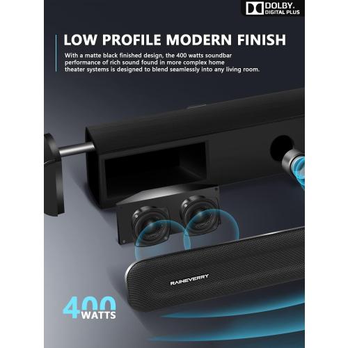 5.1 CH Surround Sound Bar with Dolby Audio, Sound Bars for TV, Wireless Subwoofer & Rear Speaker, Dolby Digital Plus, Bluetooth 5.3, Surround Sound System for Home Theater, 4K & HD TVs| HDMI & Optical