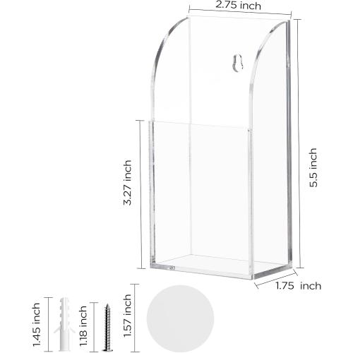 HBlife Acrylic Remote Holder Organizer, Clear TV Remote Control Holder Wall Mount Remote Caddy for Bedside, Media Organizer Storage Box 1 Compartment