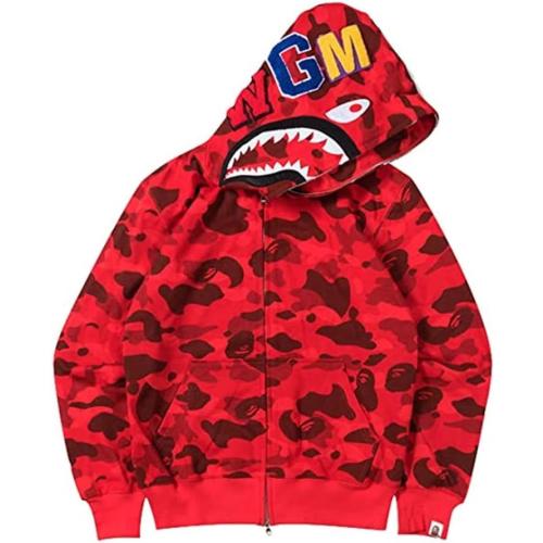Shark Jaw Camo Jacket Hoodie Shark Mouth Sweatershirt Full Zip Up for Adults (Size M)
