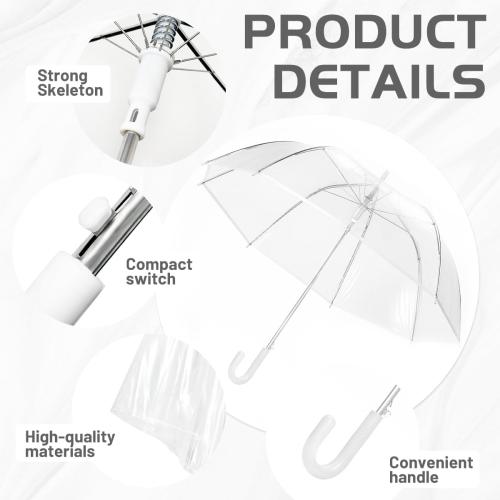 10 Pcs Clear Umbrellas Wedding bulk, Transparent Umbrellas, Windproof Large Clear Umbrella for Outdoor Events, Wedding Supplies