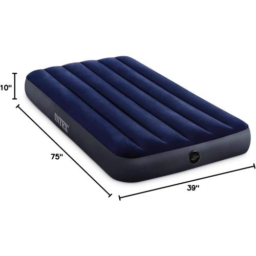 Intex 64757E Dura-Beam Standard Downy Air Mattress: Fiber-Tech - Twin Size - 10in Bed Height - 300lb Weight Capacity - Pump Sold Separately