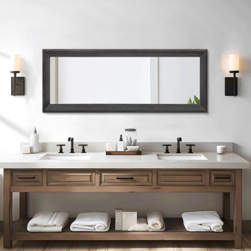 Full Length Mirror with Wood Framed Modern Large Wall Mirrors Rectangle for Bedroom Living Room Bathroom Dressing Room Entryway Hanging Black