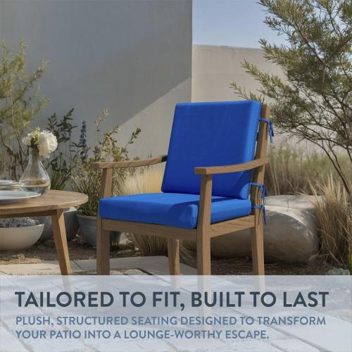 California Umbrella Foam Dining Chair Cushion, 20 x 40, Pacific Blue