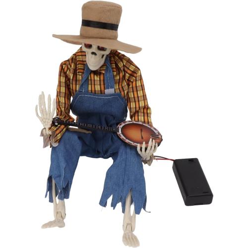 Halloween Cowboy Skull Statue, Luminous Eyeball Lightweight Simulation Details Halloween Cowboy Skeleton Figures for Study 2 pack
