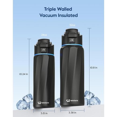 BOOST Smart Water Bottle with Reminder & Tracker, Double Wall Vacuum Insulated Bottles Stainless Steel, 32oz BPA-Free Wide Mouth for School, Gym, Office, Ideal for Mother's Day