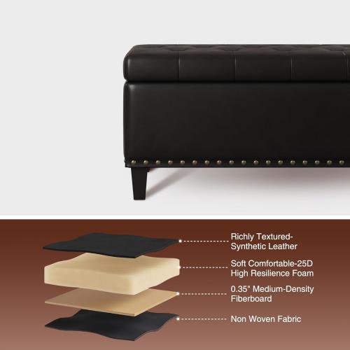 Size 51 Color Black Storage Ottoman Bench,51-Inch Large Storage Bench for Bedroom End of Bed, 30 Gallons Faux Leather Ottoman with Storage for Bedroom, Living Room, Entryway, Black