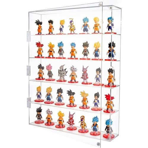 AITEE Acrylic Display Case, Display Cabinet for Mini Figures, Dust-Proof Clear Wall Mounted or Desktop 5 Layer Storage Mini Toys/Rock Stone, Each Compartment: 15 7/10”L x 3 2/5”W x3 4/5”H