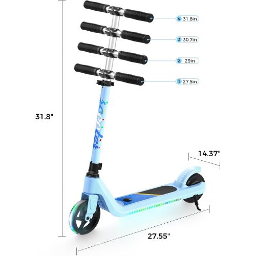 LINGTENG Electric Scooter for Kids Age 6-10, Kick-Start Boost Scooter with Adjustable Speed and Height, Flash Wheel & Deck Lights