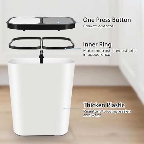 GANAZONO Double Compartment Trash can Dry and Wet Separation Waste Bin for Kitchen Counter Home Restaurant Slim Garbage Container for Wastepaper Peelings Crumbs 12.99 X 11.41 X 8.26 in