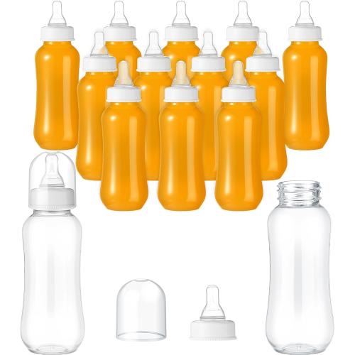 Norme Baby Shower Bottles 9.5 oz Plastic Baby Bottles Chug Sign Shower Game Party Favors Baby Bottles Bulk for Baby Shower Decorations Gender Reveal Gifts(White, 12 Pcs)