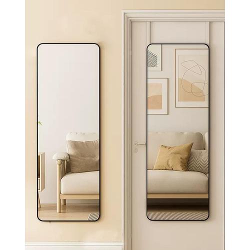NEARBYSD 48x 14 Door Mirror, Full Length Wall Mounted, Over The Door, Full Body, Hanging Mirror Rounded Corner-Black