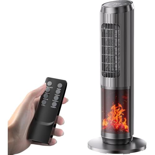 Space Heater - 1500W PTC Heaters for Indoor Use - Portable Heater with Thermostat and Remote - Room Heaters with 70° Oscillation - Quiet for Office, Bedroom, Room 8 Safety Protections