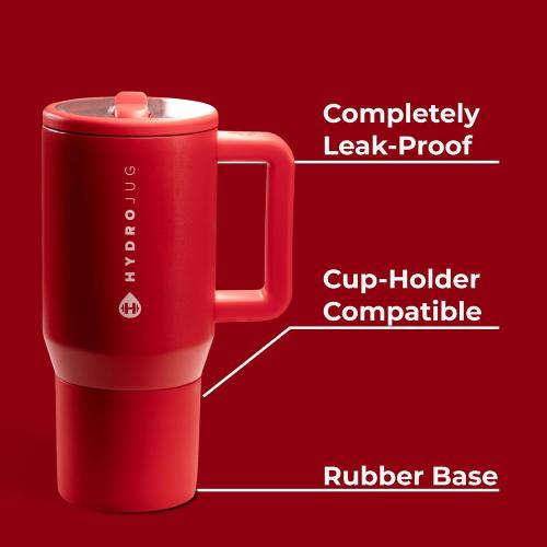 HydroJug Traveler 20oz Kids Insulated Tumbler with Handle, Alumni Red
