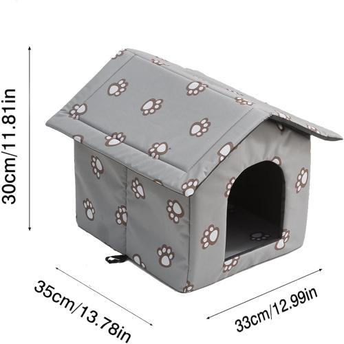 Size Large VARMTOR Outdoor Cat House, Cat Houses for Outdoor Cats, Weatherproof Warm and Insulated Cat House with Transparent Curtain Pet House, Stray Cats Shelter
