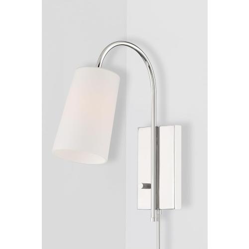 Crystorama Alexa 1 Light Glass Shaded Polished Nickel Task Sconce