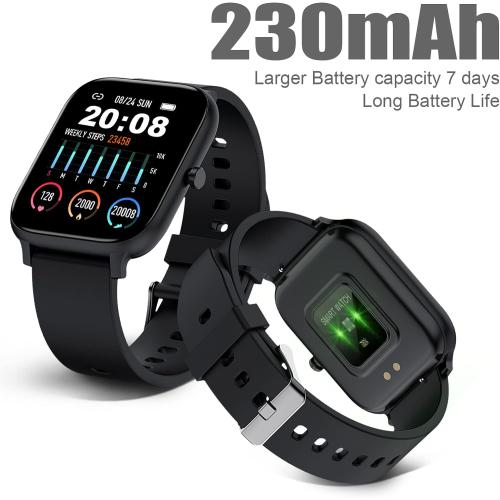 Smart Watch for Men Women Compatible with iPhone Samsung Android Phone 1.83 inch Full Touch Screen IP68 Waterproof Bluetooh Fitness Tracker Heart Rate/Sleep Monitor, Black