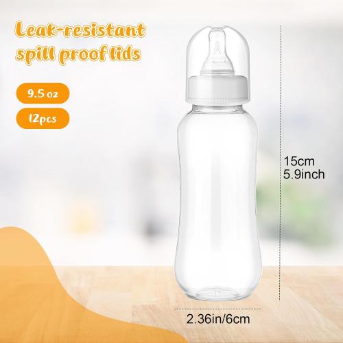 Norme Baby Shower Bottles 9.5 oz Plastic Baby Bottles Chug Sign Shower Game Party Favors Baby Bottles Bulk for Baby Shower Decorations Gender Reveal Gifts(White, 12 Pcs)