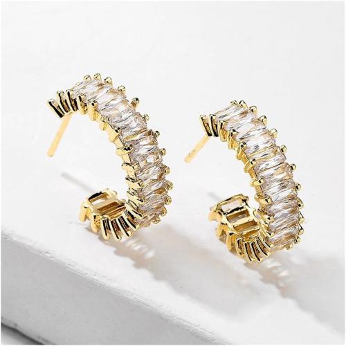 Earrings Cubic Zirconia Single Row Stone Hoop Earrings Women's Party Jewelry Earrings