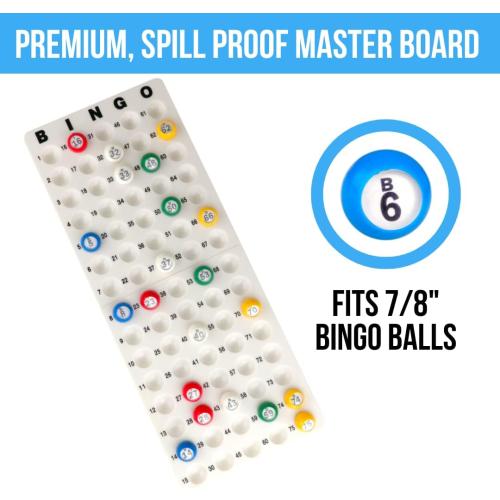 Regal Bingo Professional Bingo Game Set with 11 Wheel Cage, 75 Bingo Balls, Master Board, 18 Bingo Cards & 25 Jumbo Reusable Cards, and Colorful Chips - Bingo Games for Adults Large Group - Gold