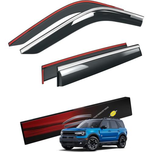 window deflectors smoke tinted tape on side window vent visor deflectors rain guards compatible with Ford bronco sport 2021-2026 4pcs fw0565