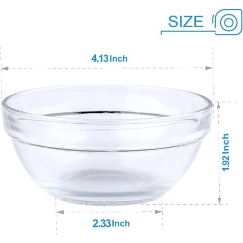 Mini Bowls 4 Inch Glass Bowls for Kitchen Prep, Dessert, Dips, and Candy Dishes ,4oz Stackable Dishware safe ,Set of 16 (combination)
