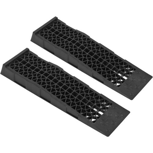 2 Pack 4,400 LBS Capacity Low Profile Car Ramps, Plastic Automotive Wheel Ramps for Vehicle Oil Change Maintenance, Lightweight Support Ramps with Anti-Slip Design (Black)