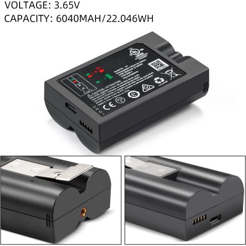 1 Pack for Ring Rechargeable Lithium-Ion V4 Batteries Replacement for Ring-Doorbell-Camera 1/2/3/4, Also for Stick-Up Cam (2nd & 3rd Gen), Peephole and Spotlight Cam, 3.65V 6040mAh 22.046Wh