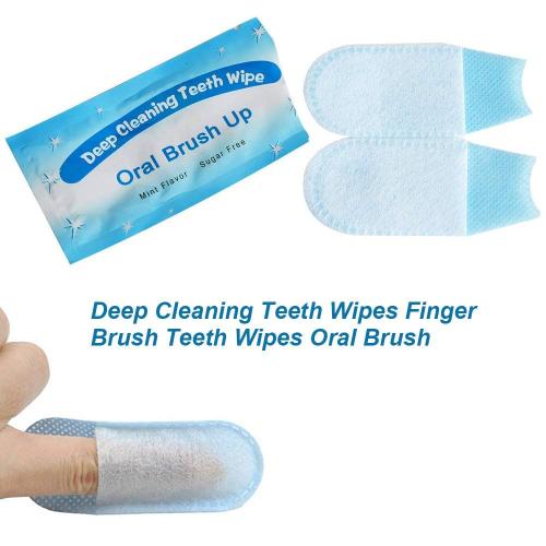 100pcs Disposable Textured Deep Cleaning Teeth Wipes Finger Brush Oral Brush Clean Wipes