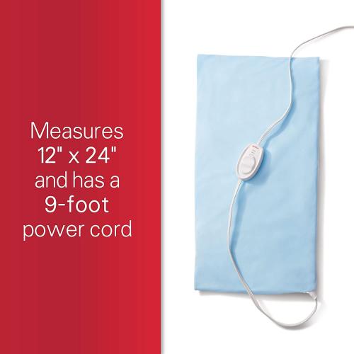 Sunbeam XL Heating Pad for Back Neck and Shoulder Pain Relief with Sponge for Moist Heating Option Extra Large 12 x 24 Blue