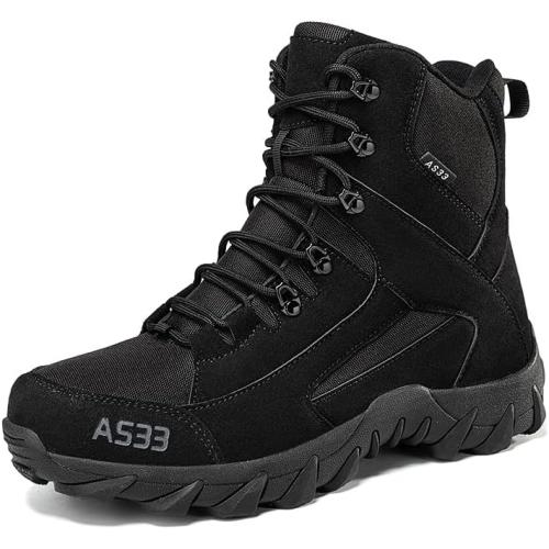 QUH Winter Snow Boots Waterproof Military Training Fur Lined Anti Slip Warm Boots Thickened Cotton Walking Ankle Boots For Man SIZE 43