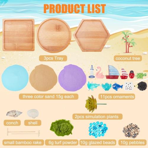 WEBEEDY Japanese Miniature Zen Garden Kit Miniature Ocean Beach Sandbox Decorations Mini Zen Garden Accessories for Christmas Home Office Desktop Decor Gift,Diameter 4/4.2/4.4(10/10.5/11cm)