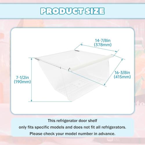 Kojem 2188664 Crisper Drawer Bin (Lower) Replacement for WP2188664 Compatible with Whirlpool, Kenmore, Maytag, Kitchenaid Refrigerator Clear Crisper Pan W/White Handle Plastic（PS)