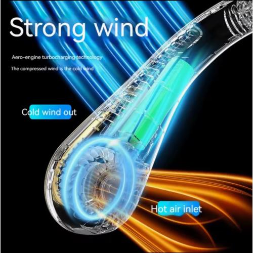 Navy Blue Bladeless Neck Fan, 5-Speed USB Rechargeable Personal Fan, Hands-Free Wearable Cooling Device for Travel, Office, Outdoor Use for Women and Men
