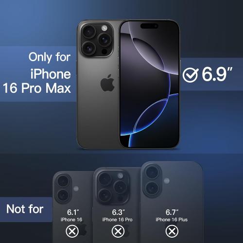 Size iPhone 16 Pro Max 6-9 inch JETech Matte Case for iPhone 16 Pro Max 6.9-Inch, Shockproof Military Grade Drop Protection, Frosted Translucent Back Phone Cover, Anti-Fingerprint