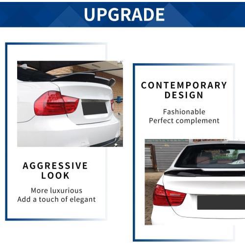 E90 Trunk Spoiler PSM-Style Compatible with (2005-2012) 3-Series E90 Sedan / M3 Sedan Gloss Black