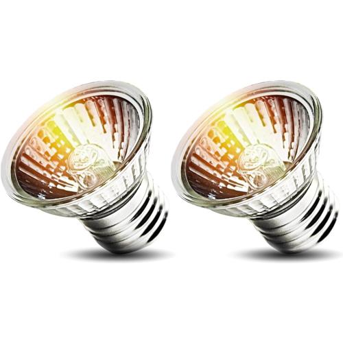 2-Pack 50W UVA Bulbs, Light Turtle Heat Lamp for Reptiles and Amphibian Tanks, Terrariums and Cages, Fit E26 Heat Reptile Lamp,Works with Various Lamp Fixtures,for Lizards, Snakes, Turtles