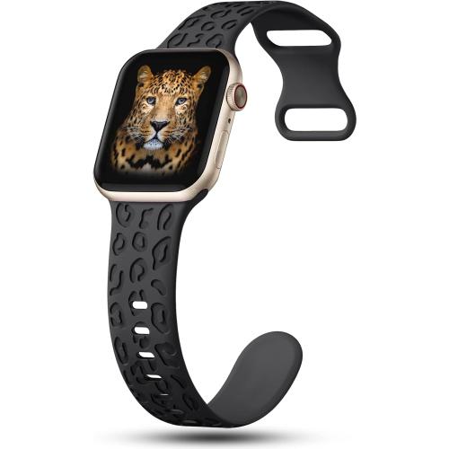 2Pack Leopard Engraved Bands Compatible with Apple Watch Band 41mm 40mm 38mm 49mm 46mm 45mm 44mm 42mm Women, Silicone Cheetah Sport Strap for iWatch Series SE 10 9 8 7 6 5 4 3 2 1,Ultra