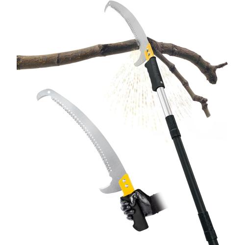 14.5FT Pole Saw with Adjustable Length for Tree Trimming, Lightweight Manual Pruning Saw with Mn Steel Blade, Long Extension Branch Cutter Pole Pruner for Yard, Garden, Patio & Forestry Use