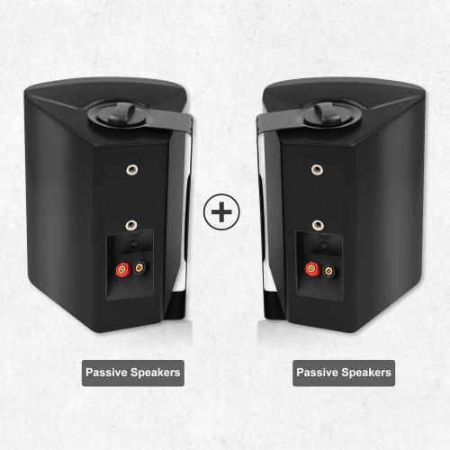 Herdio 5.25 Inches Passive Outdoor Speakers Wired Waterproof, 300 Watts Wall Mount Speakers All Weather for Patio Indoor Deck Countryard (1 Pair, Black)