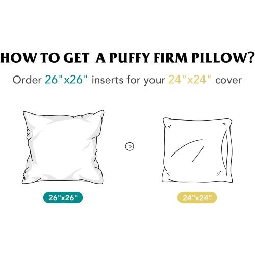 Oubonun 28x28 Throw Pillow Inserts - Supportive & Fluffy Down Alternative Pillows for Couch Sofa Bed, Machine Washable - White, Pack of 2