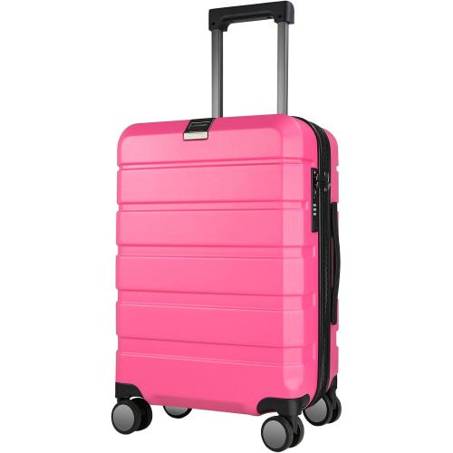 Pink 20 KROSER Hardside Expandable Carry On Luggage with Spinner Wheels & Built-in TSA Lock, Durable Suitcase Rolling Luggage with USB Port, Carry-On 20-Inch Magenta