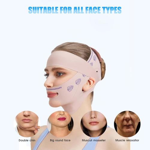 Upgrade V Line Face Lifting Mask, Chin Strap for Sleeping, V Line Lifting Mask Face Slimming Strap, Double Chin Reducer Eliminator for Women, Jaw Exerciser, Firming Prevent Sagging (21-27in, Pink)