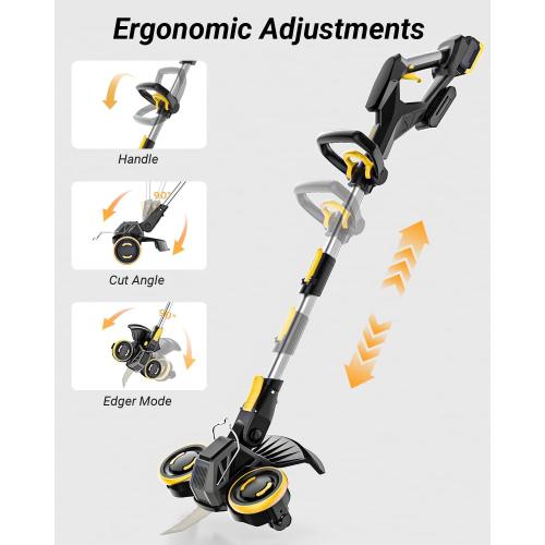 Cordless Weed Wacker with Brushless Motor, 10 Inch 3-in-1 Grass Trimmer& Edger & Lawn Mower with 4.0Ah Battery and Charger (One 4.0AH battry)