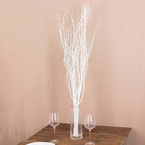 Tableclothsfactory 6 Pack White Decorative Birch Tree Branches, Extra Long Natural Dried Willow Twigs Sticks Vase Fillers - 46 for Party & Decorations