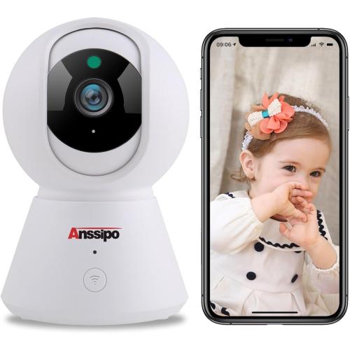 Indoor WiFi Security Camera, 1080P 2.4GHz IP Smart Home Surveillance Cameras, Baby Monitor with 2 Way Audio, Motion Detection, Clear Night Vision, Auto Tracking