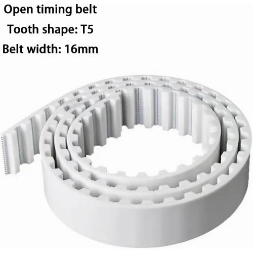 Generic T5 Timing Belt, Width 15mm, Pitch 5mm, 2 Meters (6.6ft) PU Polyurethane with Steel Core White Open Belt, T5 Synchronous Belt for 3D Printer, Lathe Belt Replacement