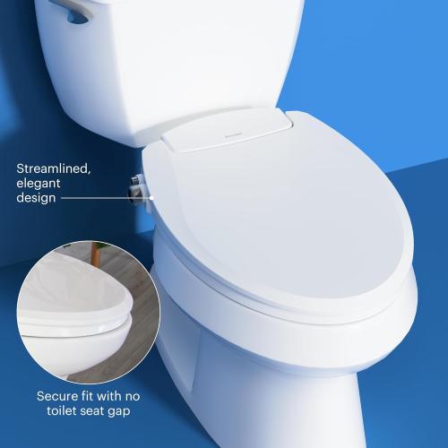White S101 Brondell Bidet Toilet Seat Non-Electric Swash Ecoseat, Fits Toilets, White - Dual Nozzle System, Ambient Water Temperature - Bidet with Easy Installation