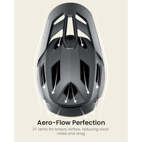 OutdoorMaster Full Face Mountain Bike Helmet for Men & Women-Two Removable Chin Pad Mountain Bike Helmet Grizzly, Ventilation Lightweight Racing Downhill DH BMX MTB Helmet
