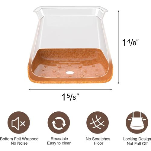 OCONDA 20 Pcs Chair Leg Floor Protectors Fit Diameter:1-1/16 to 1-7/16 | Square Furniture Pads for Hardwood Floors, Silicone Chair Leg Cups with Wrapped Felt, Anti-Scratch, Reduce Noise