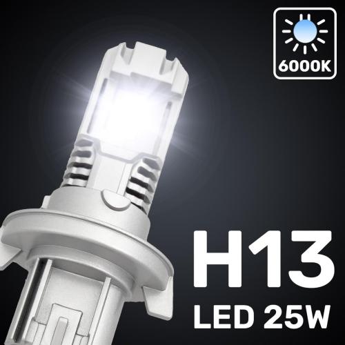 RECON H13 Premium 12V 25W High Power Bulbs (Pair) – 6000K Pure